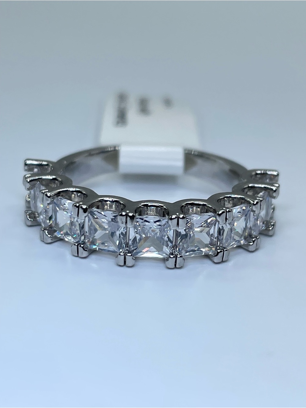 Swarovski Crystal Elements White Swarovski Elements Half Eternity Band Ring Sz 8